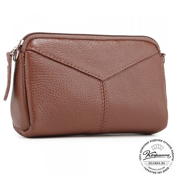 Кожаный клатч "Марта" (светло-коричневый). фото 1